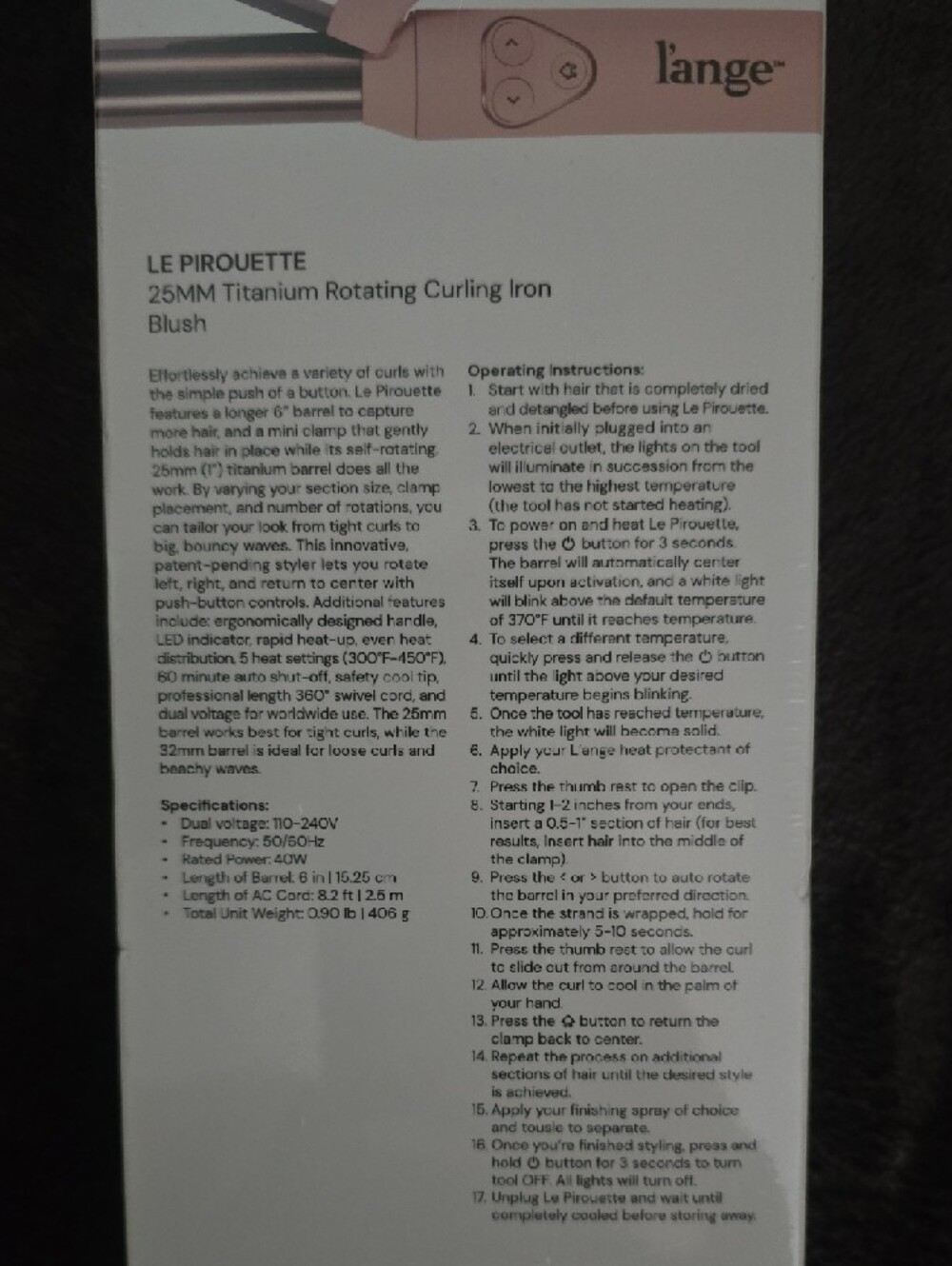 l'ange Le Pirouette Rotating Curling Iron - Blush Pink - Picture 3 of 3